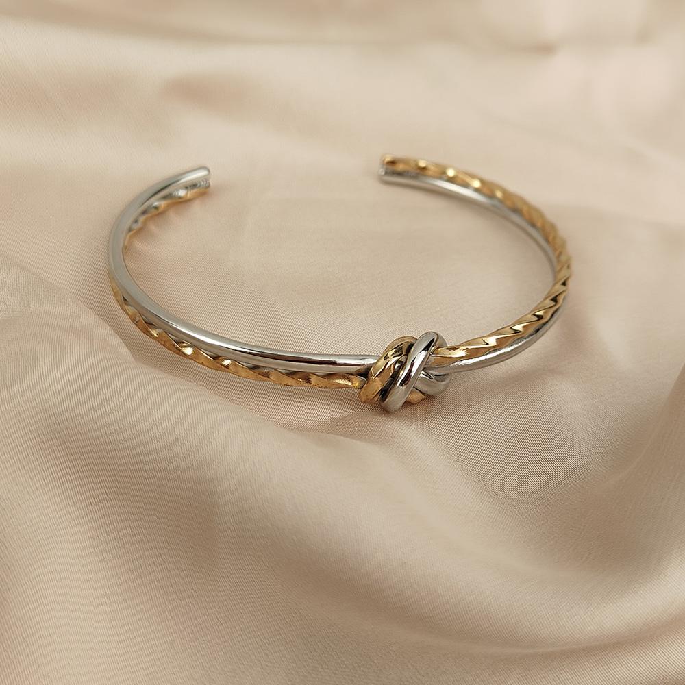 Women's Bangles Twisted Wrap Knot Bracelet Punk Stainless Steel Jewelry for Men Women Wrist Cuff Bracelets Bangle Accessories