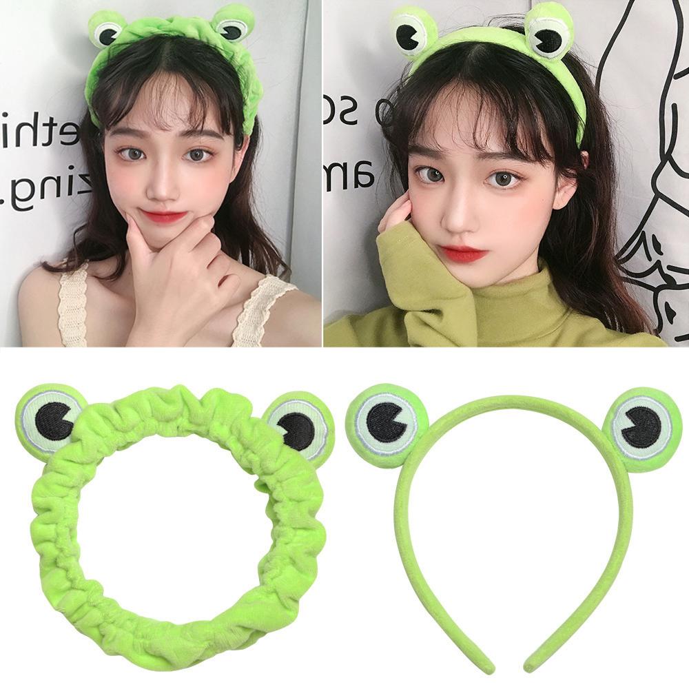Cute Wide-brimmed Elastic Washing Face Hairband Skincare Hair Band Funny Frog Makeup Headband
