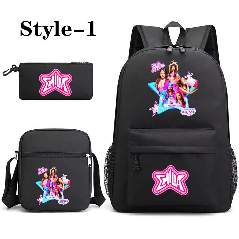 Neue Mode Emilia Mernes 3-teiliger Rucksack Jungen Mädchen Schule Emilia Mernes Rucksack Umhängetasche Federmäppchen Schultasche