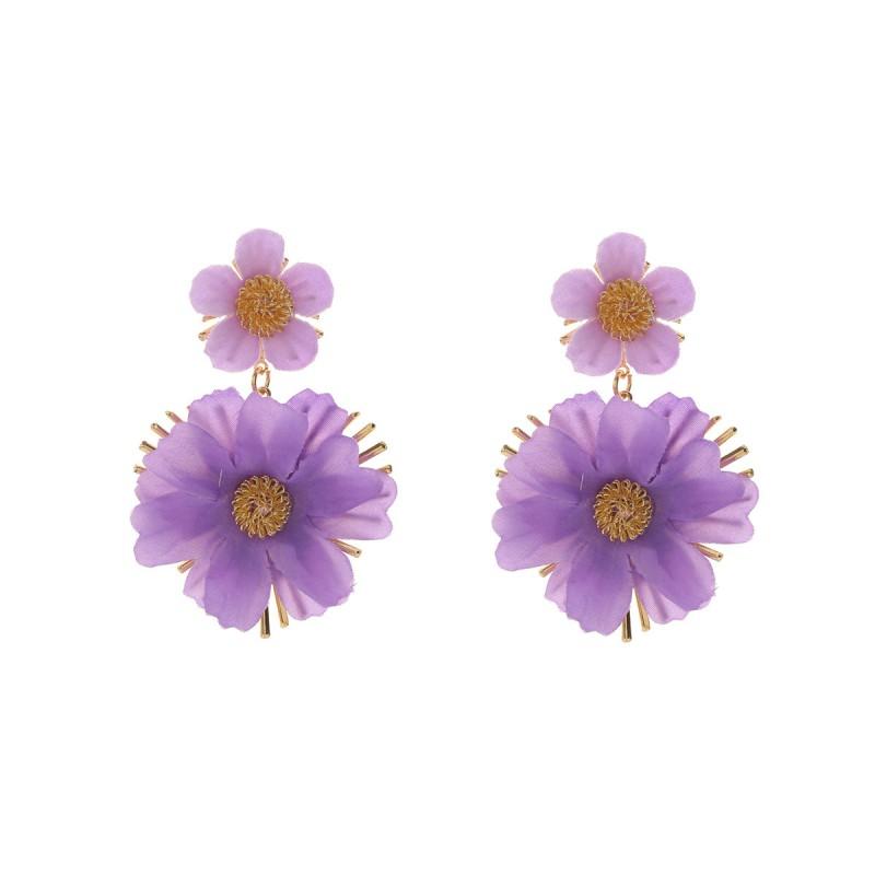 Dopamine Statement Earrings Women Bold Floral Design Ocean Vacation Style Electroplated Iron Multi-Color Options
