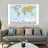 Large Political World Map Poster with Country Flags Educational Wall Art Chart for School Classroom Office Home Decor