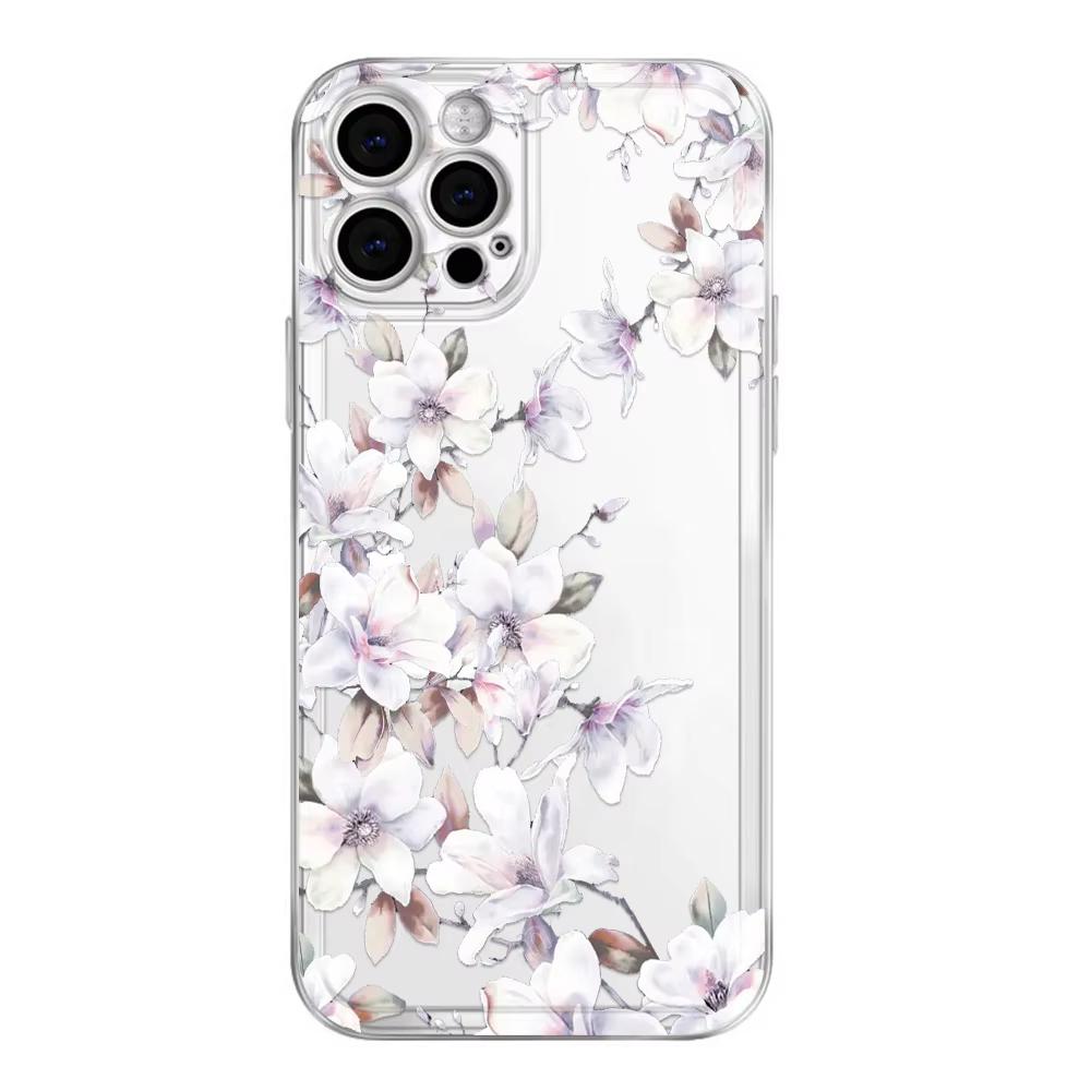 Fresh and Elegant Flowers Pattern Clear Phone Case For Xiaomi Mi 15 T Pro 14T 13T Mi 17 15 14 13 12 11 Lite 5G Silicone Cover