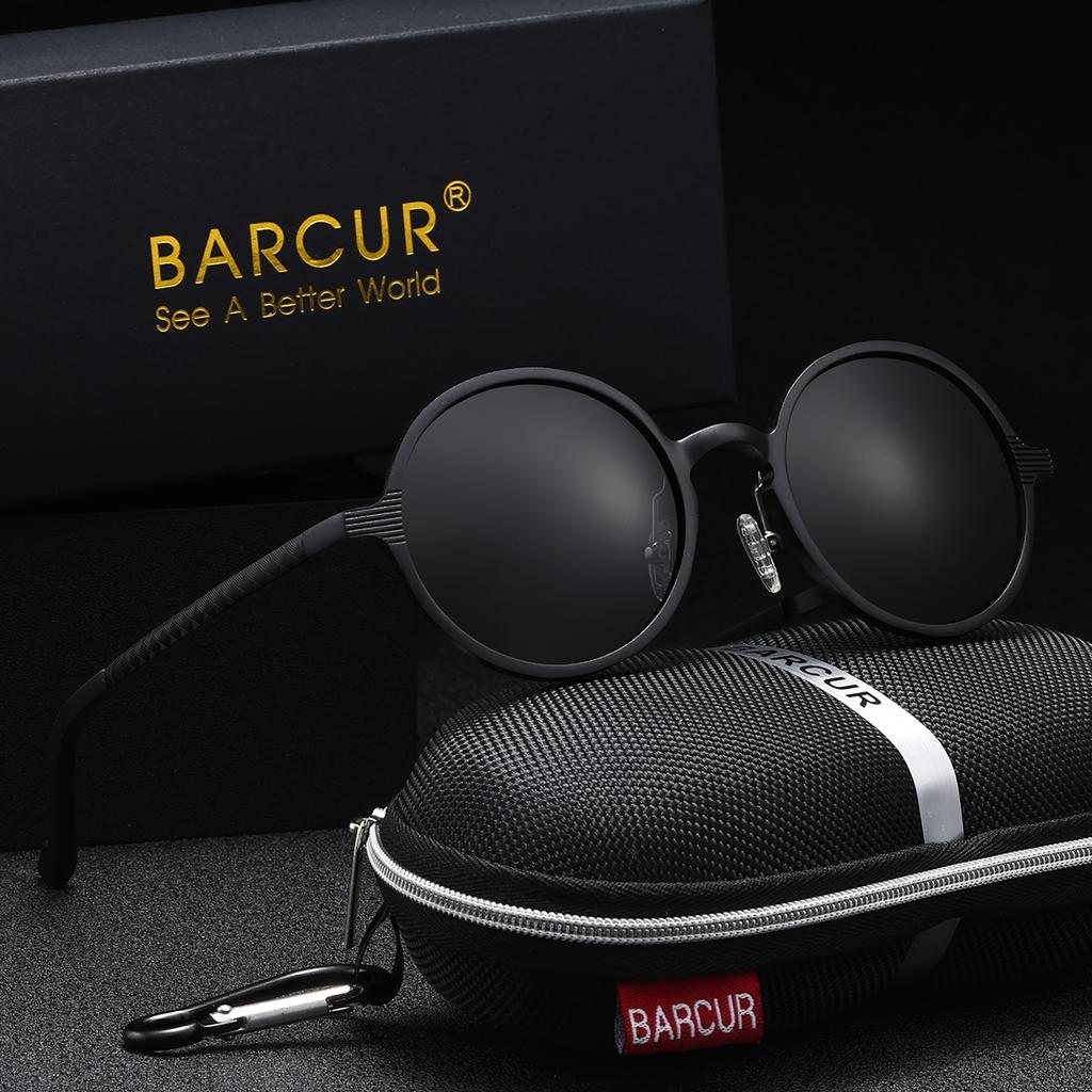 Gafas de Sol Polarizadas BARCUR de Lujo Vintage Exquisitas para Mujer con Montura Circular Metálica de Alta Calidad UV400 Gafas de Sol para Hombre