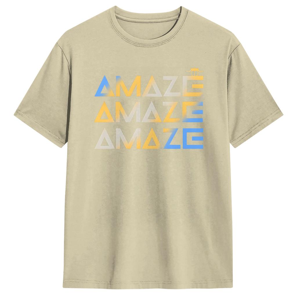 Amaze Gradient Geometric Letter T Shirt For Unisex Pure Cotton Minimalist Crew Neck Short Sleeve Casual Daily Oversized Tops