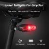 Luz Traseira de Bicicleta com 5 LEDs Luz Laser para Pedalar à Noite Ciclismo ao Ar Livre Impermeável Luz Traseira de Aviso de Segurança
