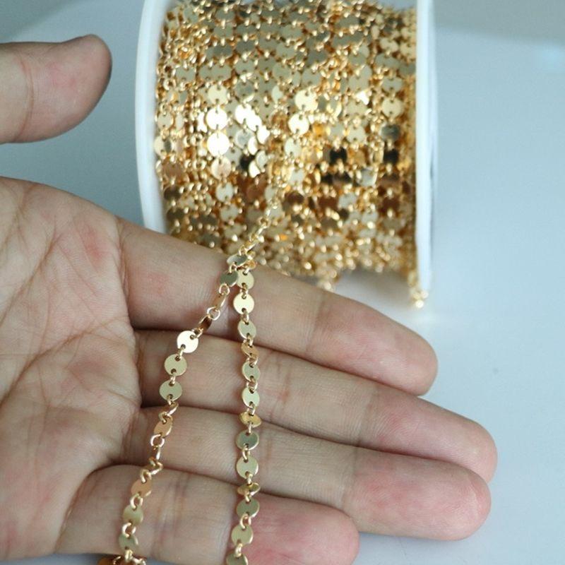 Permanet 4MM Sequin Round Disc Chain Bulk for Jewelry Making Genuine Gold Filled Chain 14K 4.0mm