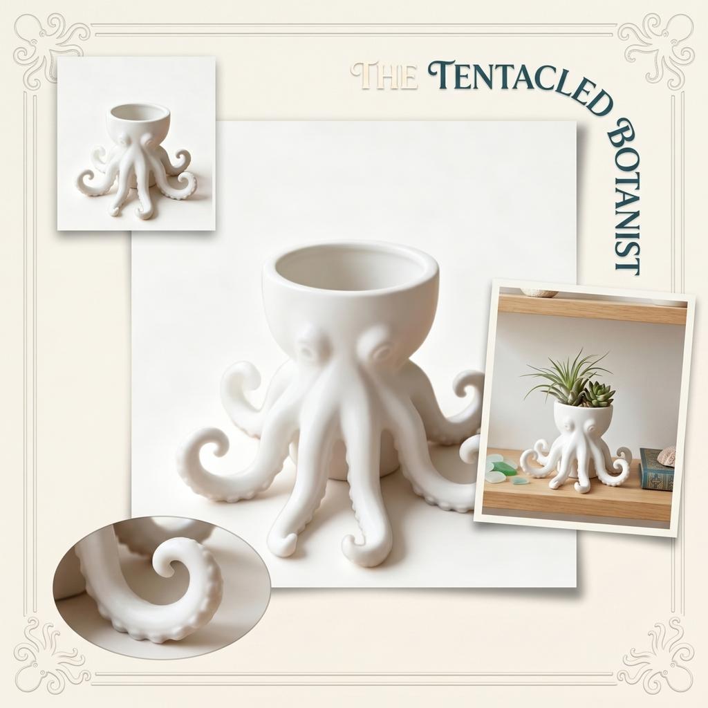 Octopus Shaped Plant Pot Resin Succulent Planter Indoor Decorative Container with Tentacle Design for Home Office Desk