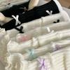 Sweet Girls Leg Warmers Women Ribbed Knit Striped Foot Cover Elegant Bowknot Ruffled Trim Boot Cuffs Footless Calf Socks