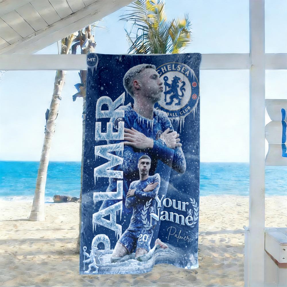 Chelsea Fc Football Player Customize Text Beach Towel Soft Durable Quick-Dry Perfect for Traveling Yoga Camping and Swimming