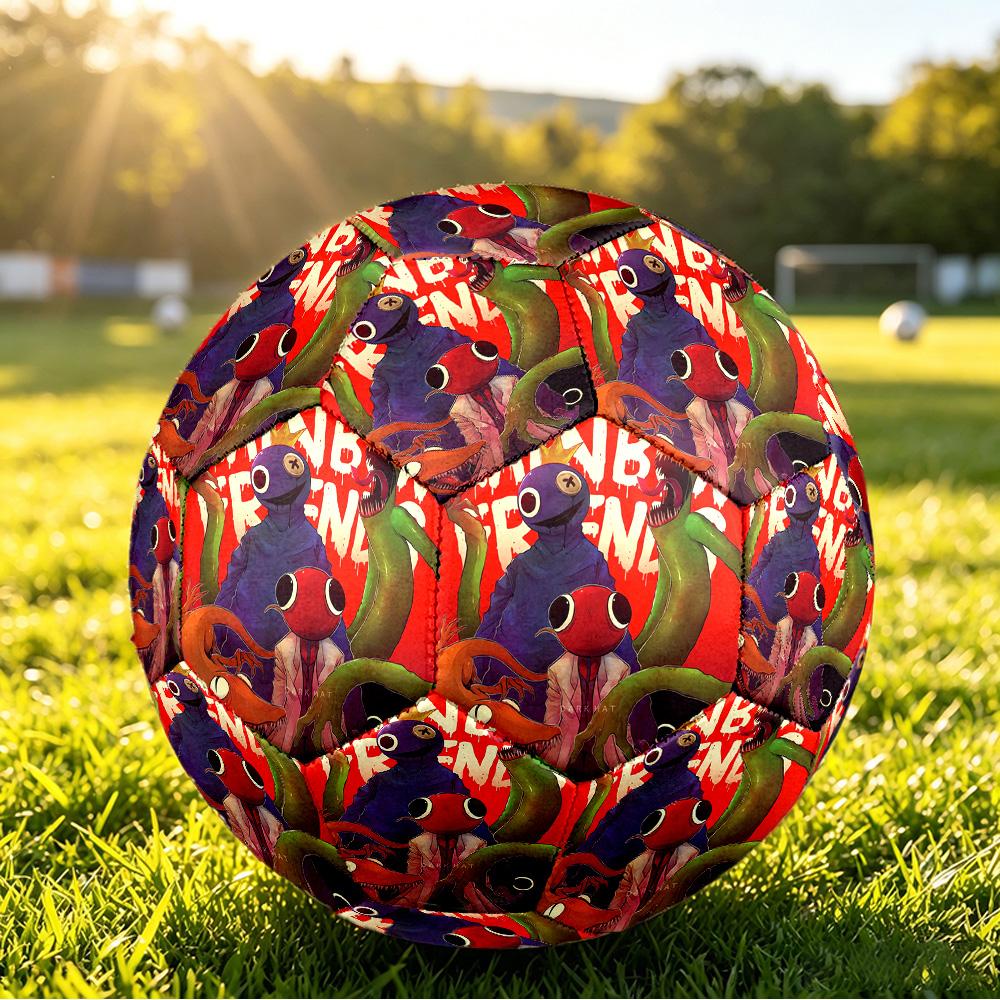 Size 5 Football Rainbow Friends Pattern, Wear‑Resistant Soccer Ball for Match Training Daily Sports Play