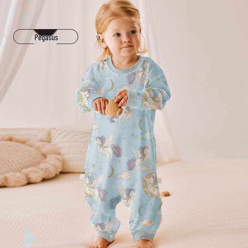 

Детский ромпер с длинным рукавом для сна: Комбинезон с раздельными штанинами для ползания на весну/лето For height 90-100cm