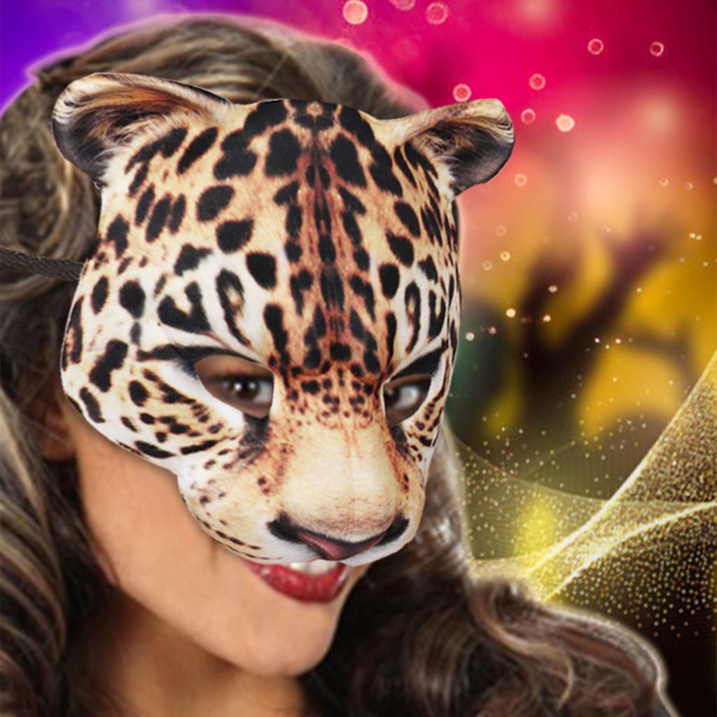 Halloweenová poloviční maska geparda EVA Zvířecí kostým Party doplněk pro karneval Cosplay Šátek Zvířecí kočka Poloviční masky