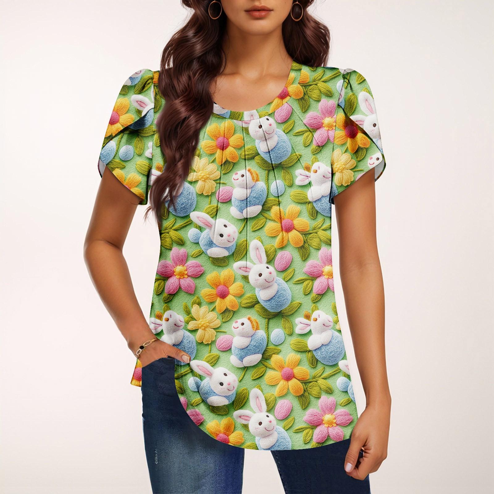 

Женская модная футболка с круглым вырезом и коротким рукавом с принтом, повседневная, базовая, плиссированная, пуловер M жёлтый