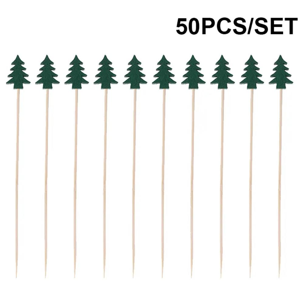 50/100Pcs Disposable Christmas Fruit Picks Santa Claus Fruit Salad Bamboo Sticks  Dessert