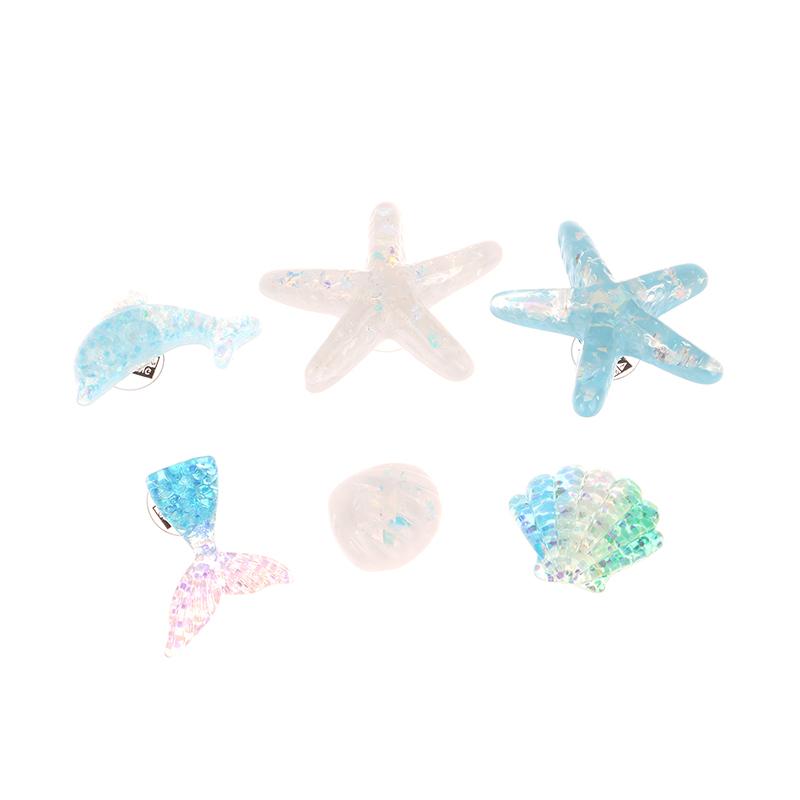 Blue Secret Starfish Shell Hole Shoe Buckle Accessories Decoration Removable Shoe Accessories For Girls Summer Shoes Diy Gift