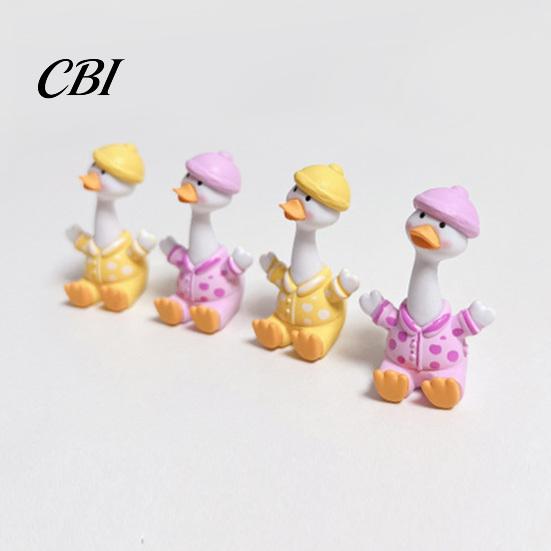 Macaron Color Decor 4Pcs Mini Cartoon Duck Figurines, Cute Polka-dot Pajamas Statues, Multi-functional Car Accessory Animal Ornaments for Console