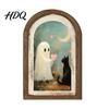 Solid Wood Ghost Ornament Arch Wooden Sign Cute Halloween Table Rustic Farmhouse Spooky Home Accents Shelf Decor Decorative Wall Art for Mantel
