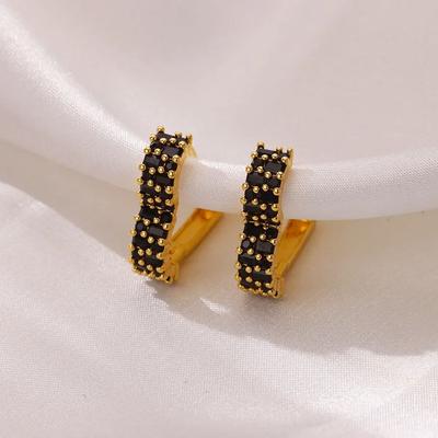 Boucles d'oreilles en Zircon Noir Pour Femmes Filles Élégantes Boucles d'oreilles Puces en Acier Inoxydable Tendance 2024 Design Unique Bijoux Couple Accessoires