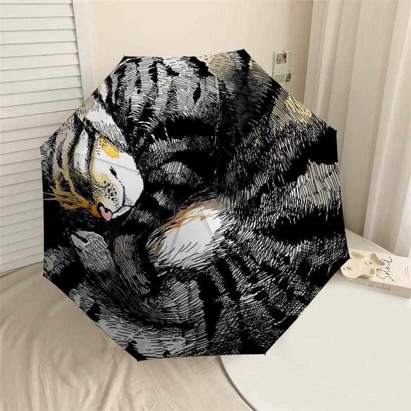 

1PC cat stripesUmbrella-8-Rib Reinforced, Automatic Open, Lightweight & Durable, Cute Fashion Accessory for Outdoor-P181