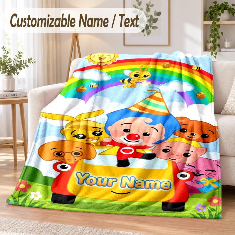 El Payaso Plim Plim Custom Name Flannel Throw Blanket Soft Warm for Sofa Bed Indoor Home Use