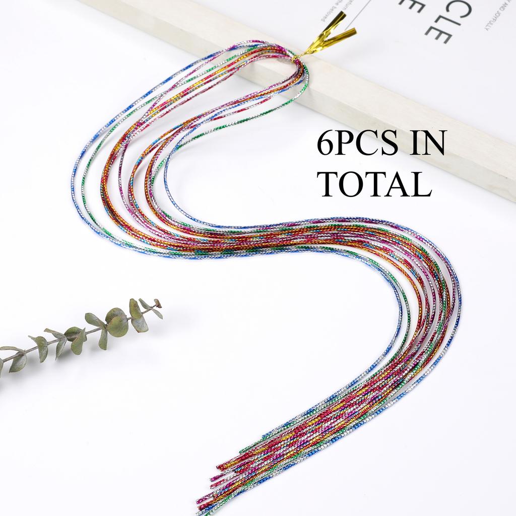 Rainbow Braiding Hair Ropes: Colorful Dreadlock Strings & Gold Ribbons, Hair Accessories for Women & Kids Styling.