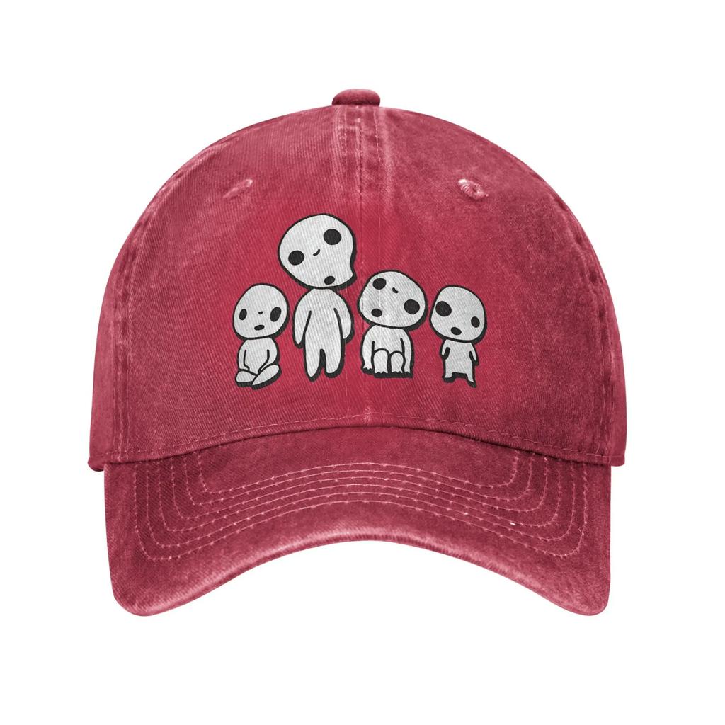 Unisex KodamaS Aniem Movie M-Mononokeed Print Hats Casual Distressed Washed  Baseball Cap Adjustable