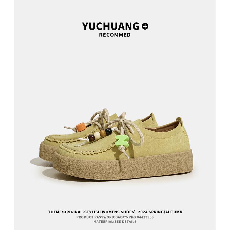 Platform kangaroo shoes women's autumn new casual retro suede single shoes women's shoes