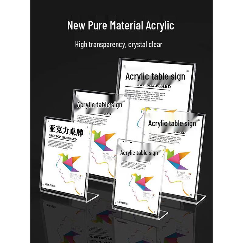 Acrylic L-Shape Slanted Sign & Card Holder