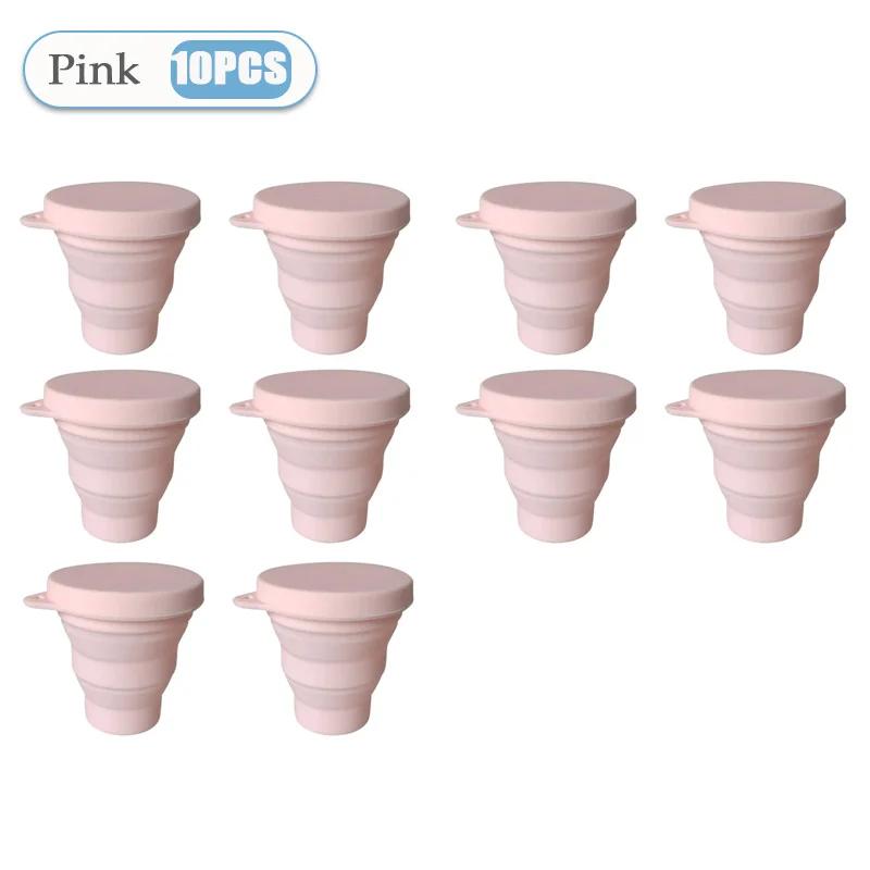 1-10PCS 180ML Silicone Collapsible Water Cup Outdoor Camping Travel Portable Foldable Lid Coffee Cup Sports Hiking Accessories