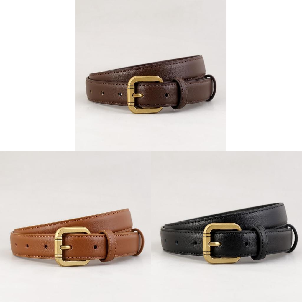 Womens Classic Leather Waistband With Metal Pin Closure For Office And Daily Use