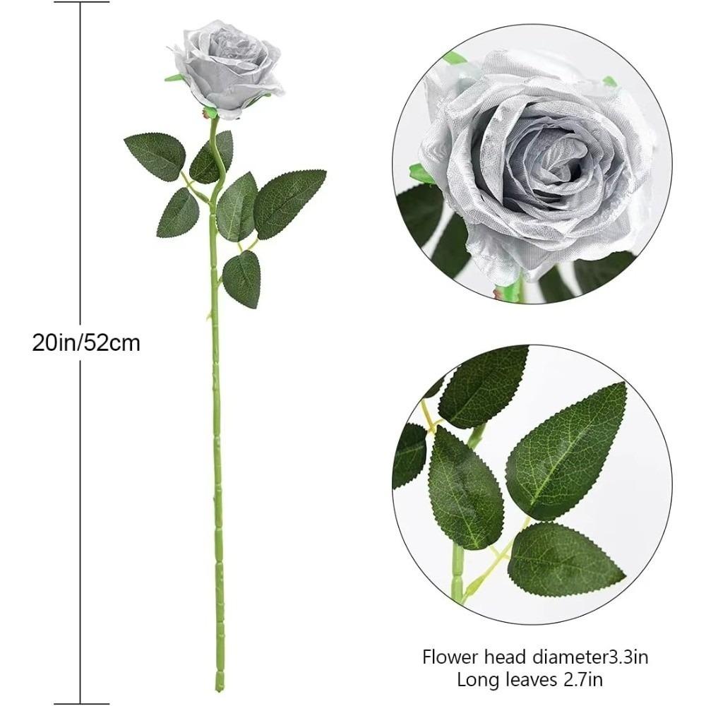 

1pc Silk Rose Simulated Rose Bouquet Gold DIY Floral Materials Simulation Flowers Soft Realistic Wedding Bouquet срібний