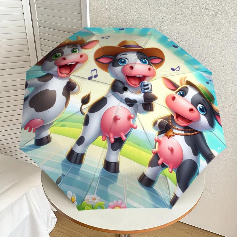 

1pc Cow Band Singing Music Notes Umbrella with Plastic Handle,Suitable for All Seasons Home Travel Outdoor UmbrellaDD807