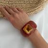 Solid Resin Wide Wrist Band Vintage Amber Amber Tone Bracelet Resin Bangle  Street Photo Shoot