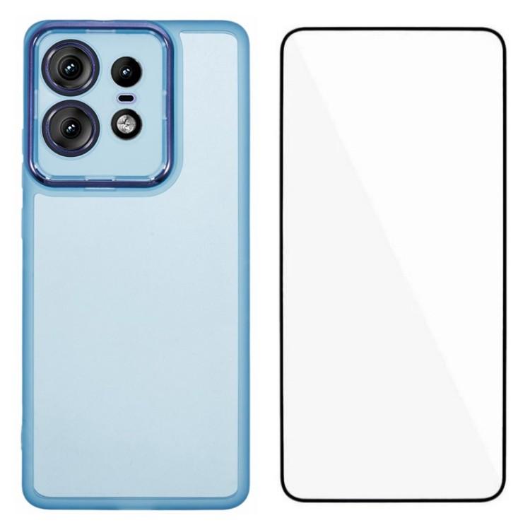 WANLONFENG DKSM Series for Motorola Edge 50 Pro 5G TPU Case Electroplated Frame with Tempered Glass