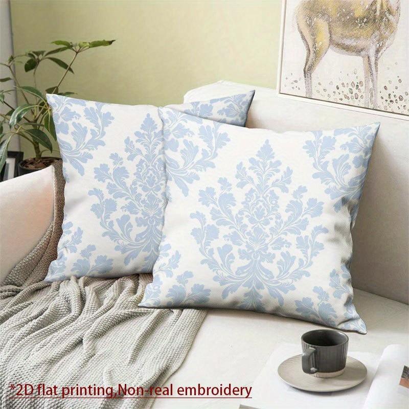 2PCS 2D Flat Elegant & White Damask Throw Pillow Covers Luxury Soft Covers with Zip Closure Double-sided Printed Cushion Cover