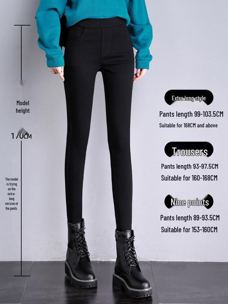 Tall Women's Stretchy Black Pencil Leggings with Plus Velvet for Spring/Autumn/Winter
