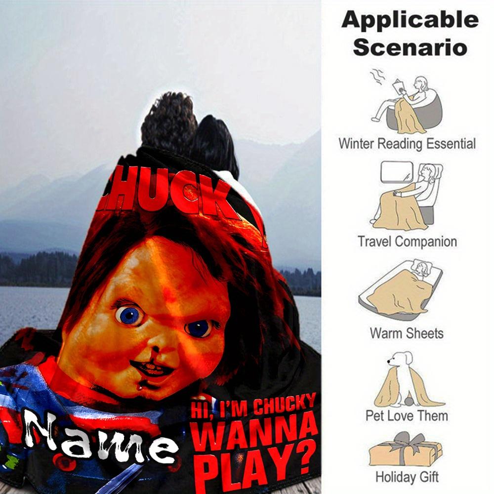 Chucky Doll Four Seasons Blanket Customized With Your Name Lightweight And Warm Perfect Gift For Home Office Camping Sofa Travel Beach Multiple Sizes
