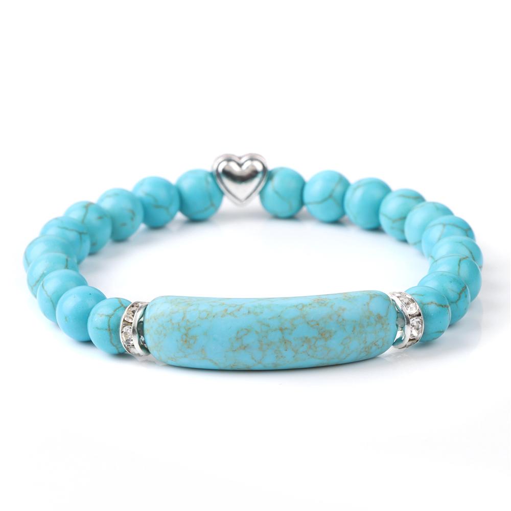 New Blue Turquoises Stone Bracelet Fashion Bohemian Green Blue Turquois Charm Bangle Handmade Healing Energy Jewelry Gift