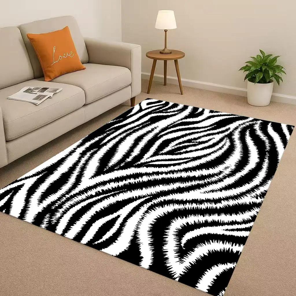HD Zebra Tiger Leopard Beast Stripe Print Art Living Room Non Slip Area Rug Carpet for Bedroom Playroom Sofa,Home Decor Doormat