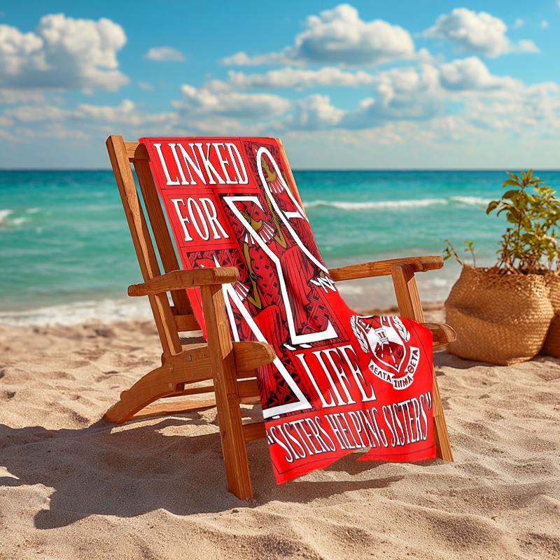 Personalized customized proof beach towel with Delta Sigma Theta pattern - soft, absorbent, quick-drying, perfect swimming, camping&bathing