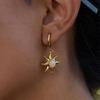 Fashion Sun Pattern Earrings Moonstone Embellished Stainless Steel Party Accessory Gift For Fashion Lovers
