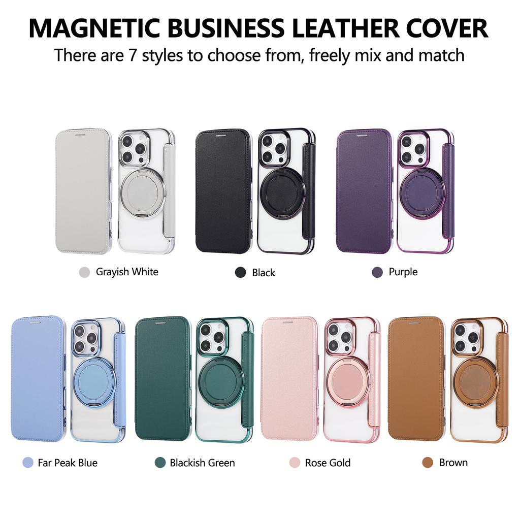 Cards Bag Wallet Leather Case for iPhone 16 Pro Max 15 Plus 14 13 12 for Magsafe Magnetic 360 Rotating Kickstand Flip Book Cover