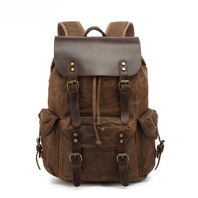 Rucksäcke für Herren und Damen, Retro-Schulter-Reisetasche, Computer-Reisetasche, gewachstes Canvas mit Crazy Horse Bag