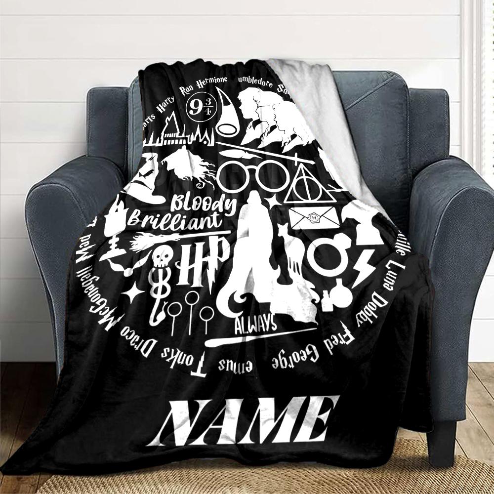 Custom Name Magic Wand Legend blanket for Couch & Bed, Plush Cozy Fuzzy Blanket Super Soft & Warm Blankets for Fall and Winter. 090883