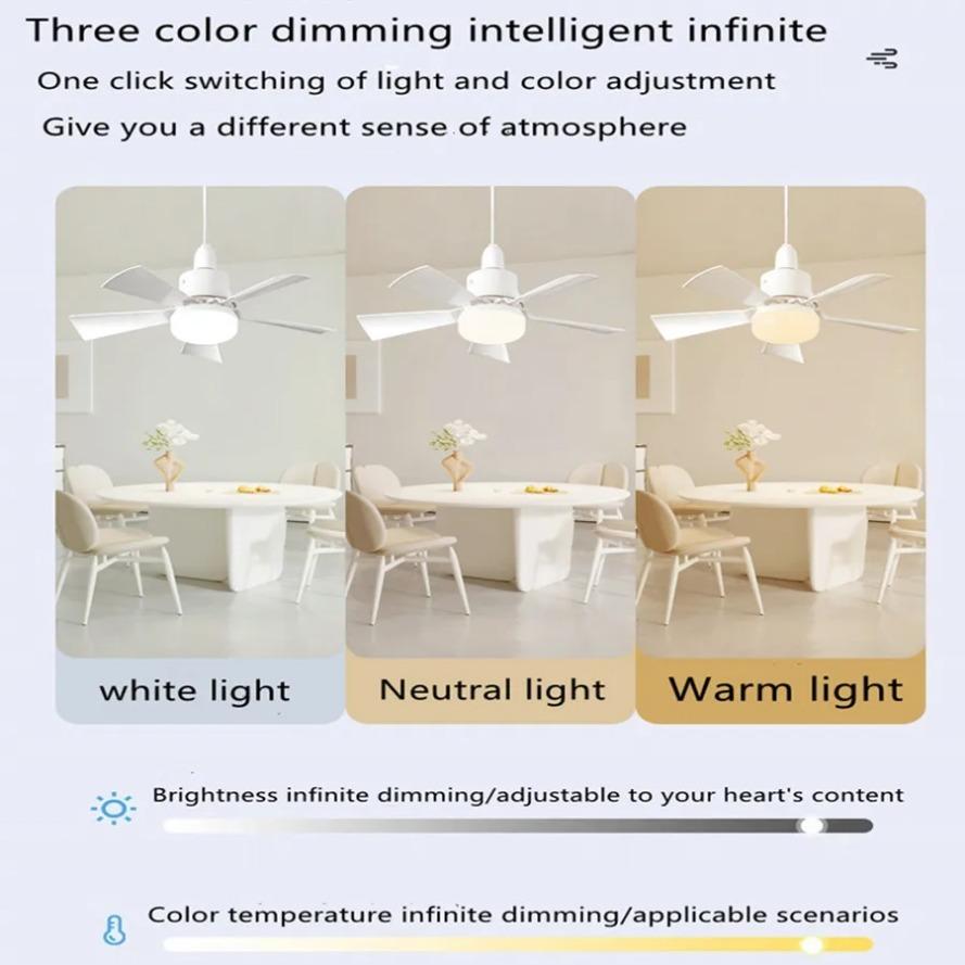 E27 LED Ceiling Fan Light 40/60W  Remote Dimming for Living Room Study and Home Use Fan Light Smart Silent Ceiling Fans 85-265V