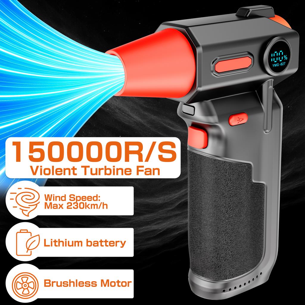 Powerful Air Blower HIGH-SPEED Brushless motor Rechargeable Cleaning Blower Tool Electric Air Duster 150000RPM Turbo Jet Fan 3 Speed Adjustable