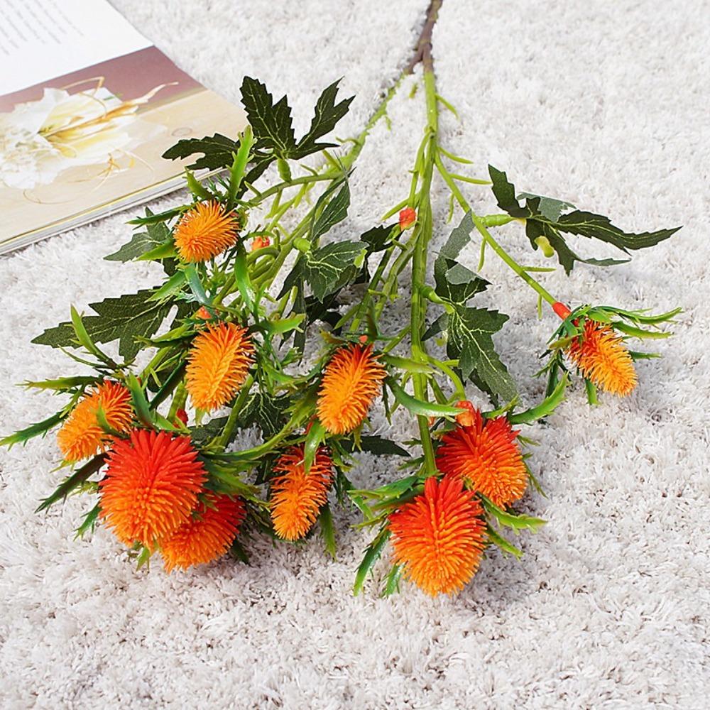Realistic Artificial Sea Holly Branch Real Touch Fake Flowers  Home Living Room Decor