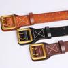 Retro Cowhide Double Needle Buckle Belt for Men's Leather, New Top Layer Cowhide Jeans Belt