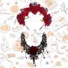 Skull Rose Hair Bands & Necklace Set Novelty Day of The Dead Headpiece  for Women