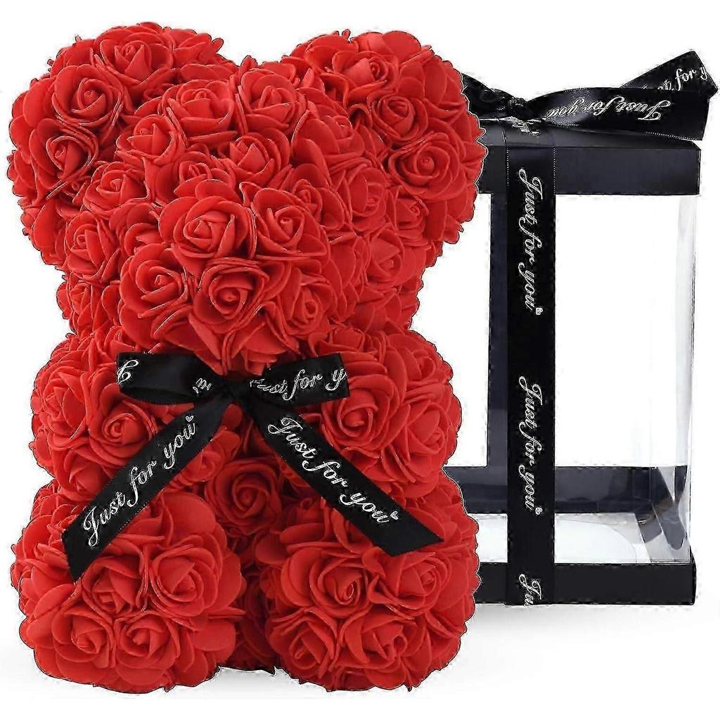 Valentines Day Gifts for Her, Rose Bear Rose Teddy Bear -10 Inch Artificial Rose Flower